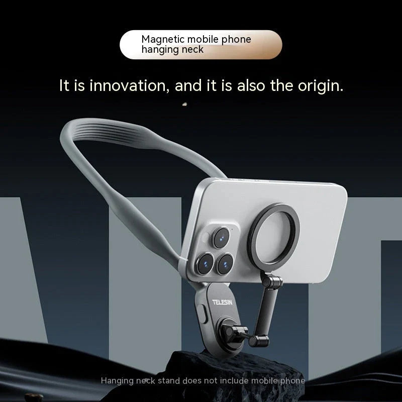 Silicone phone magnetic neck mount with quick-release design and strong magnetic suction for hands-free mobile usage