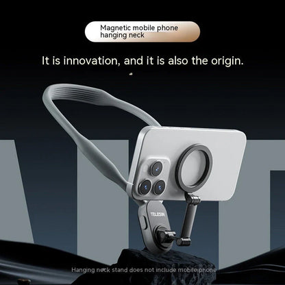 Silicone phone magnetic neck mount with quick-release design and strong magnetic suction for hands-free mobile usage