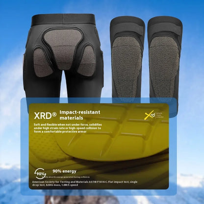 X-ray diffraction ski protective hip and knee pads for impact absorption during sports