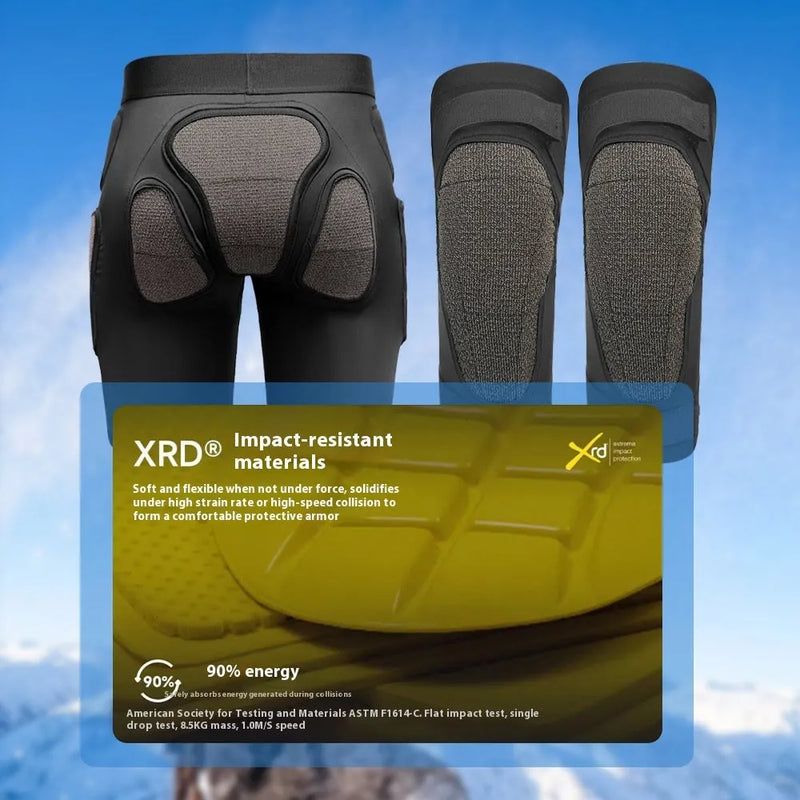 X-ray Diffraction Ski Protective Gear Anti-fall Pants Hip Pad Knee Pad Inner Wear Cushion: Multi-sport impact protection with slim design for waist and knee safety during skiing, cycling, and extreme sports