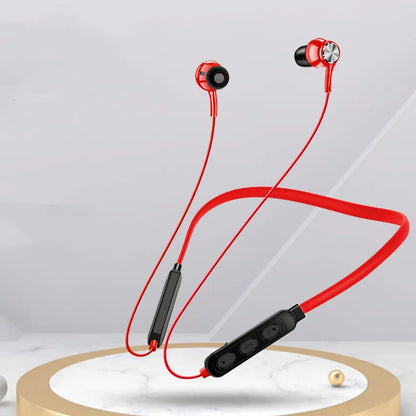 G03 neckband sports Bluetooth earphones in red, black, or white with neck-hanging design for workouts