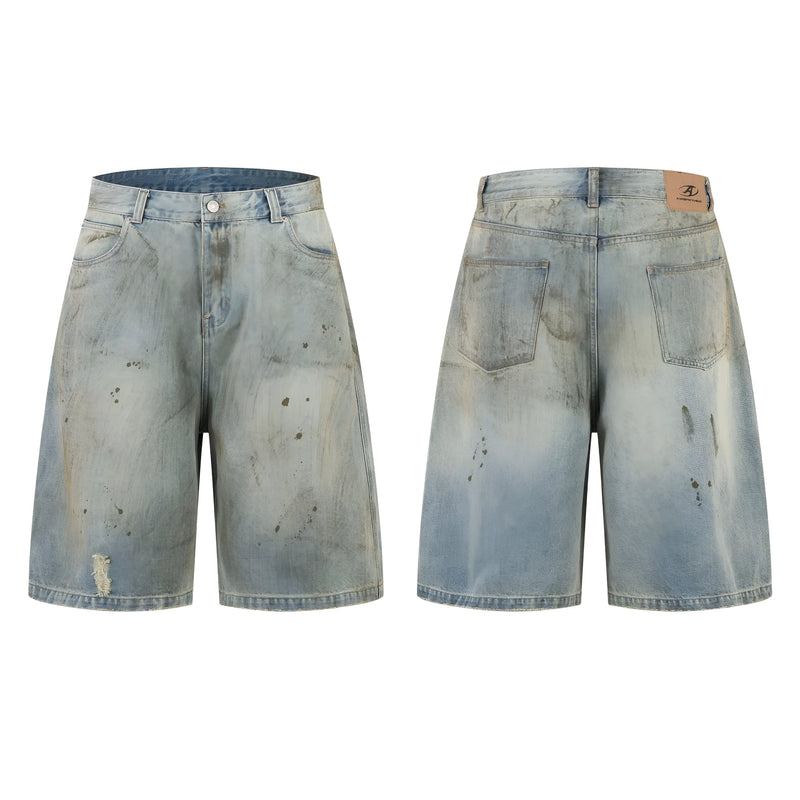 Pu Shuai Cropped Washed Denim Middle Pants: Straight-leg street fashion trousers with a 2-3cm manual measurement tolerance, available in five sizes from S to XXL with a zipper fly closure