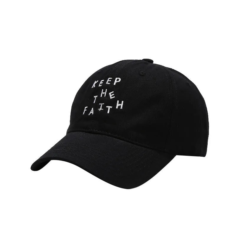 Men's cotton baseball cap with small letter embroidery in adjustable dome design