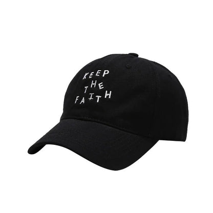 Men's cotton baseball cap with small letter embroidery in adjustable dome design