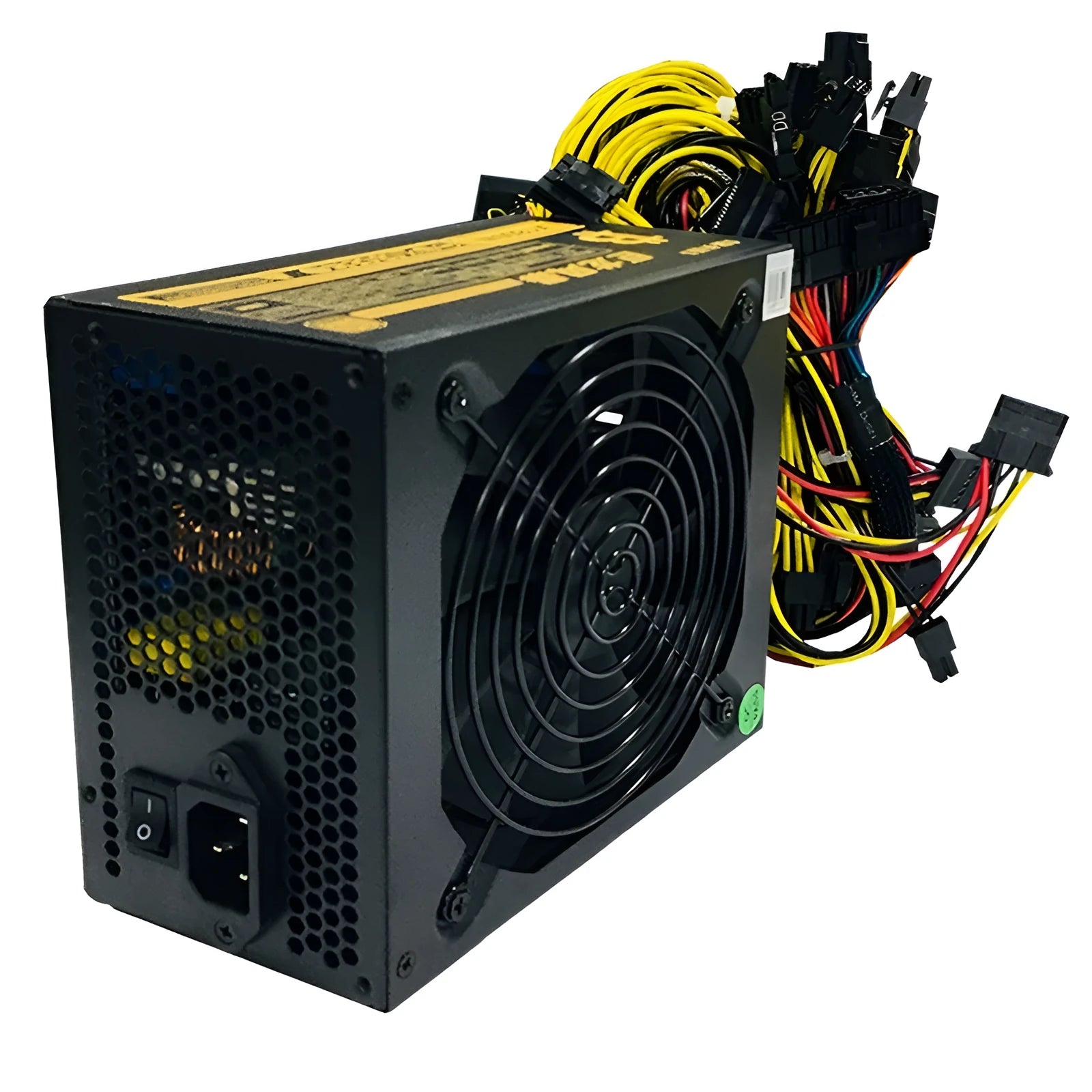 Black server power supply unit with multiple connection interfaces for AMD processor systems