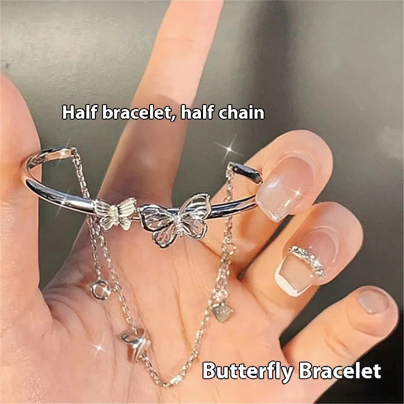 Chinese style glass bead bracelet with bamboo joint design on wrist.