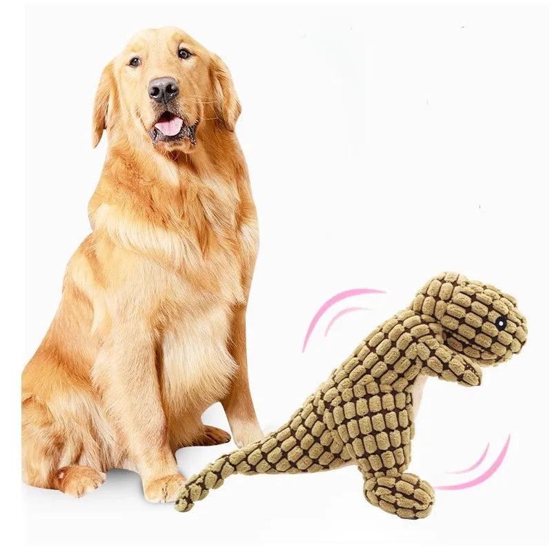 Durable grey, green, and orange dog toy with sound for biting and boredom relief.