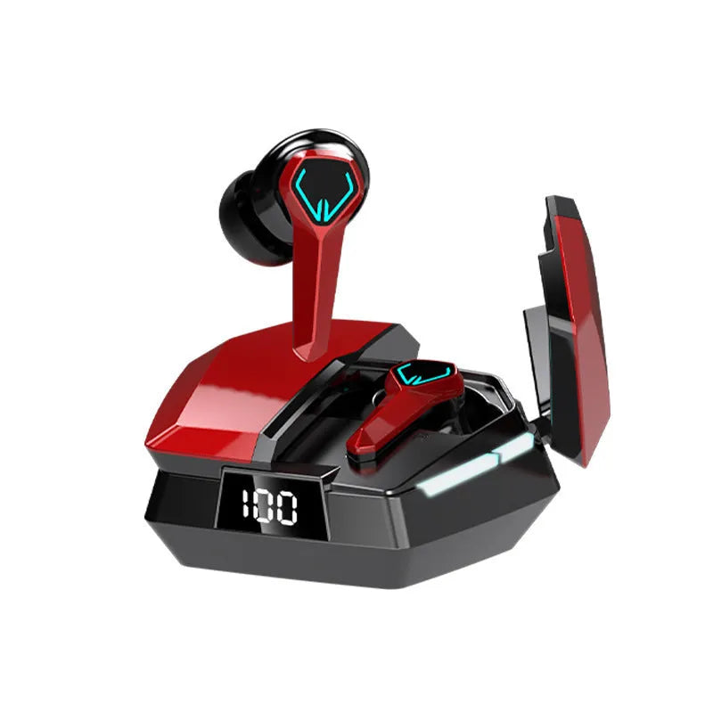 E-sports wireless in-ear Bluetooth headset with digital display, breathing light, PC ABS body, silver red yellow or white