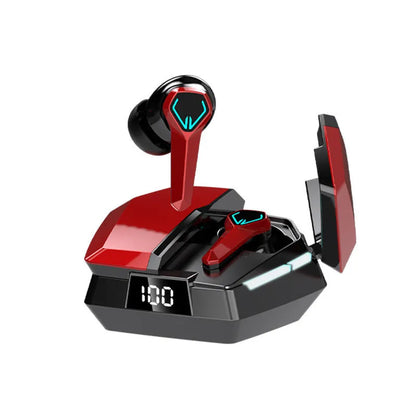 E-sports wireless in-ear Bluetooth headset with digital display, breathing light, PC ABS body, silver red yellow or white