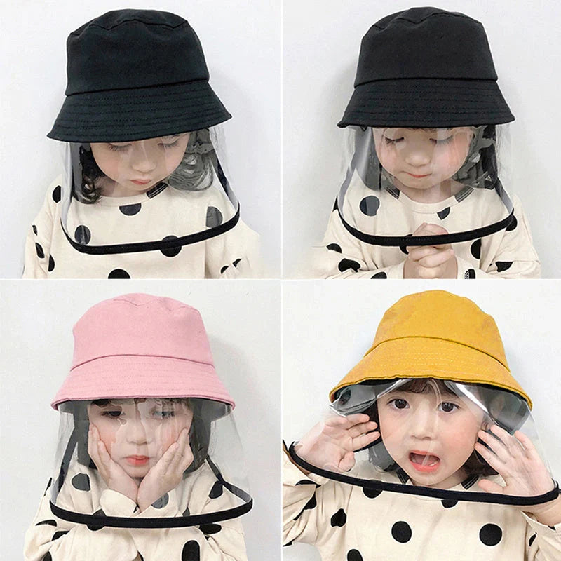 Kids Anti-spitting Protective Hat with transparent PVC shield for clear visibility and protection