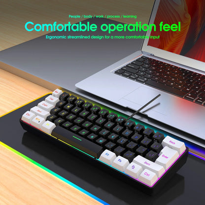 Simple wired 61 key membrane keyboard in white and black colour with 1.7 metre cable