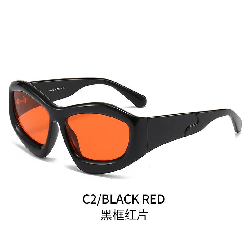 Concave shape sun glasses with bubble element design in multiple colour options for outdoor activities