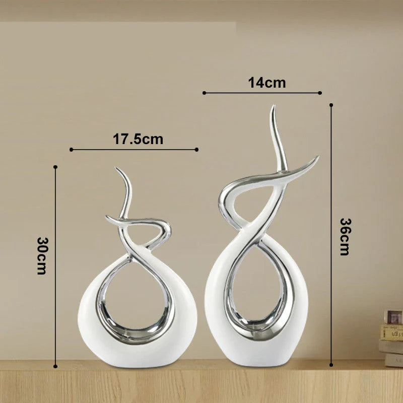 Modern minimalist handmade ceramic electroplated ornament with abstract line design