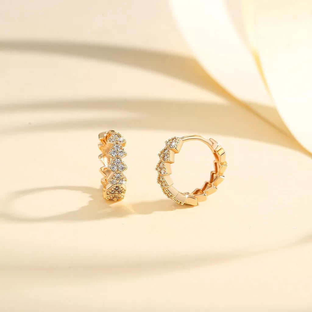 Copper-plated gold inlaid zircon stud earrings for women, color YN007