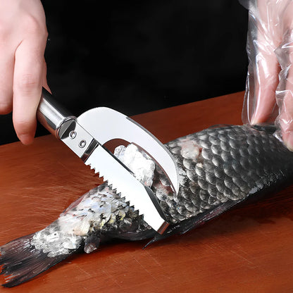Stainless steel 3-in-1 fish scale planer tool, 22.8x4 cm with knife and opener for scaling and gutting