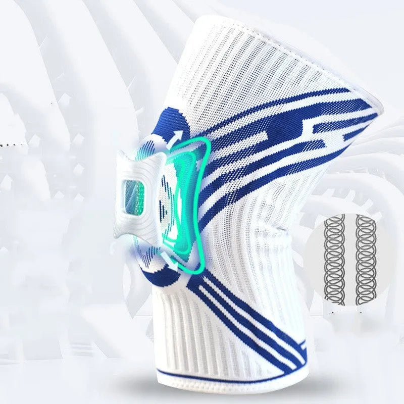 Blue elastic knee pad made from breathable cotton for sports protection