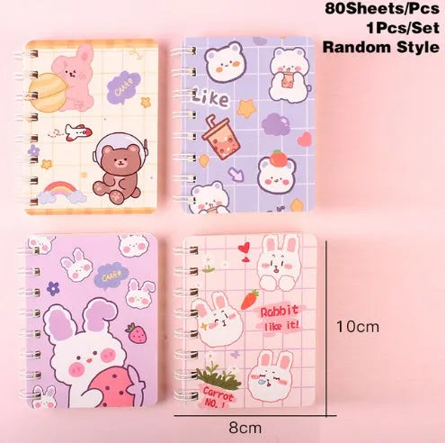 Coil-bound pocket notebook with cloth cover measuring 105x80mm with themed design