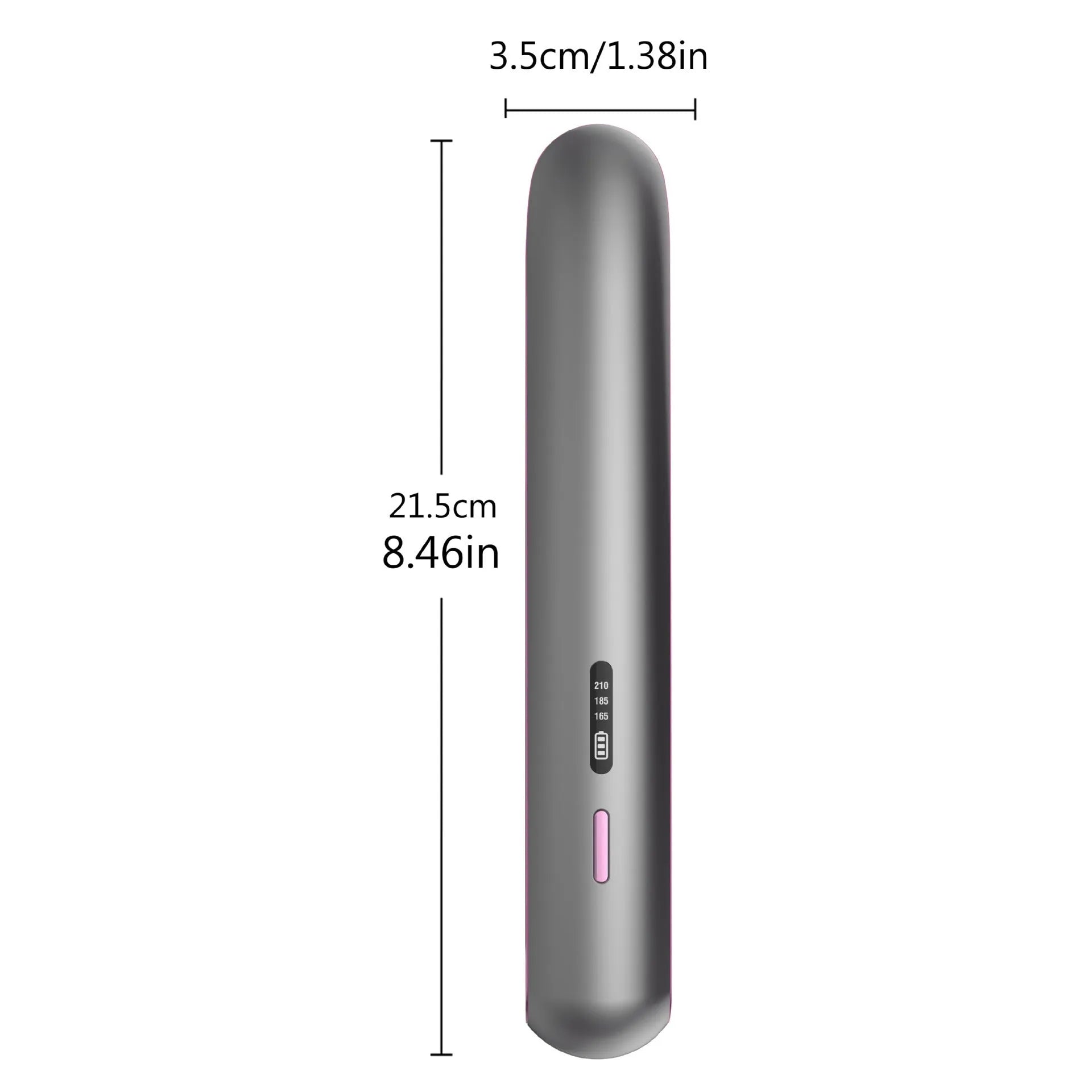 Moon shadow grey wireless hair straightener with tourmaline ceramic heating plates and temperature control display
