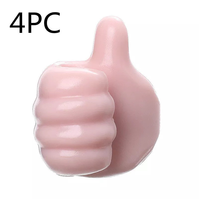 Silicone thumb wall hooks in various colors for organizing kitchen and bathroom items