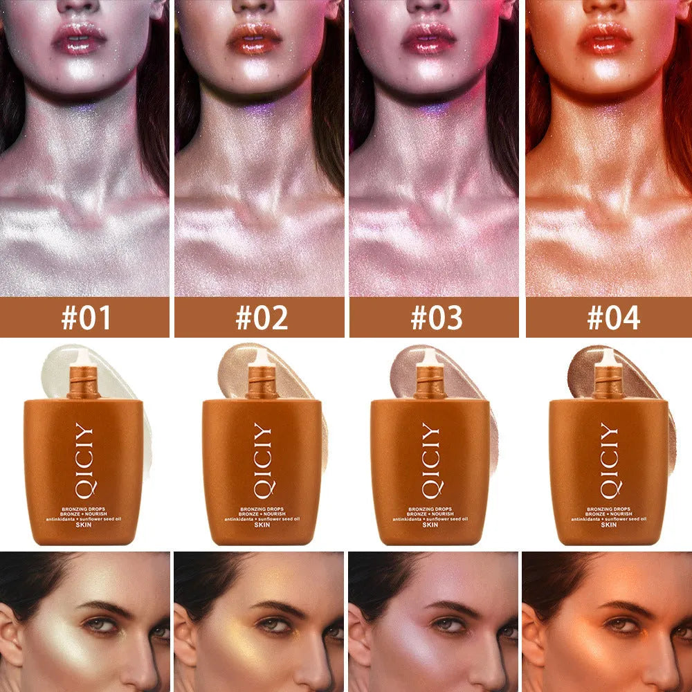 Face and body highlight contour liquid in 30ml bottle with four shade options
