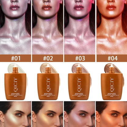 Face and body highlight contour liquid in 30ml bottle with four shade options