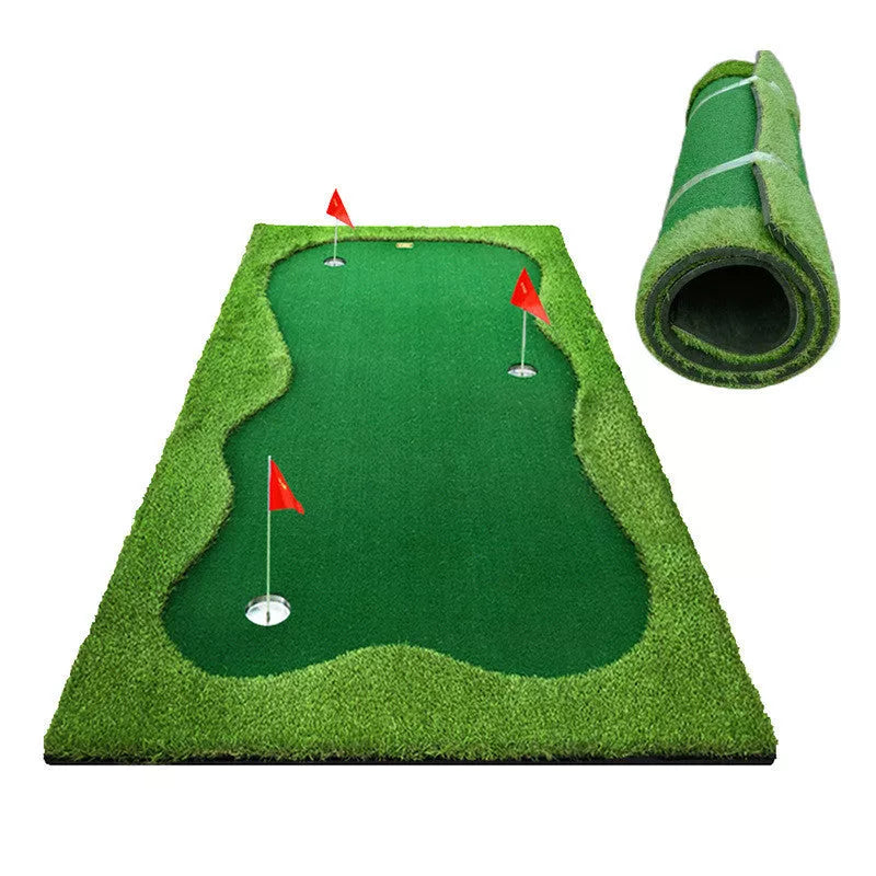 Indoor Golf Green Putter Practice Device with realistic artificial lawn for effective putting training