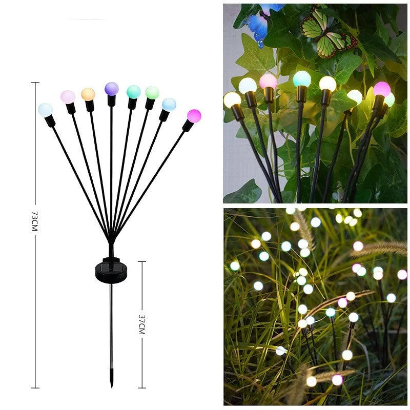 Solar-powered ground plug lawn light with automatic dusk-to-dawn operation and multiple head configurations