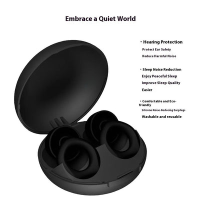 A pair of silicone soundproof earplugs in one of five colours: black, blue, green, purple, or white.