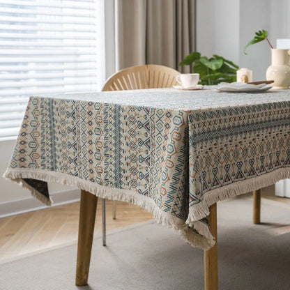 American Geometric Jacquard Bohemian Tablecloth with vibrant pattern and thick, durable construction