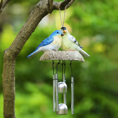 Charming resin birds wind chime for indoor and outdoor decor, featuring a beautiful array of birds that sway gracefully in the breeze.