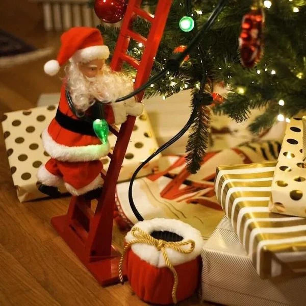 Electric Climbing Santa decoration with ladder climbing and playing Christmas music