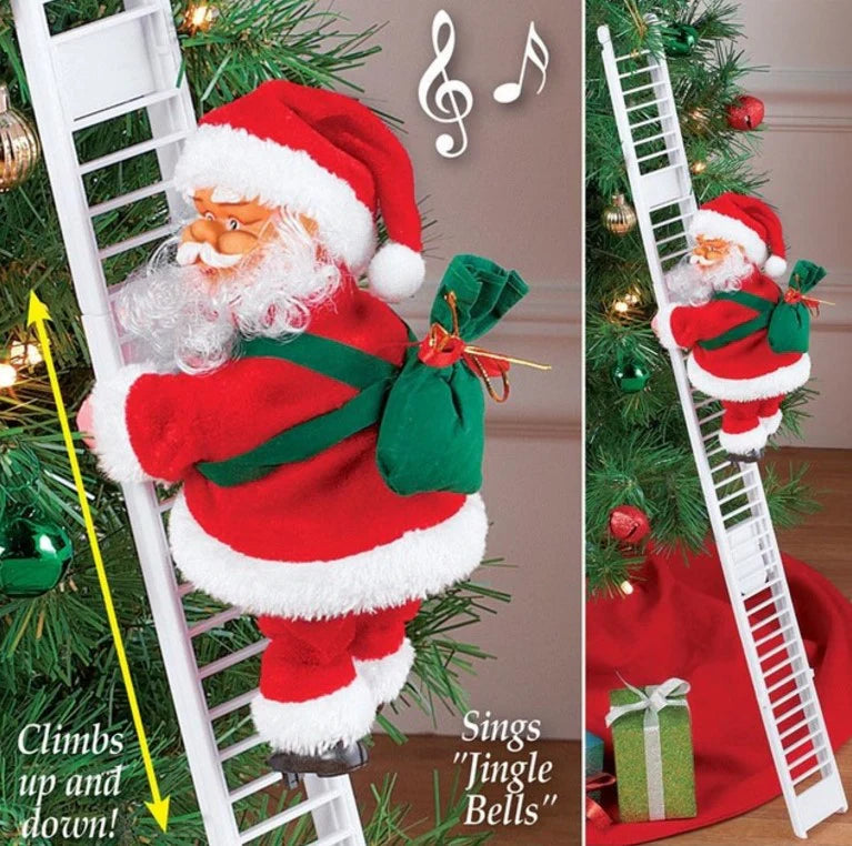 Electric Climbing Santa decoration with ladder climbing and playing Christmas music