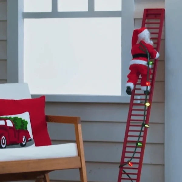 Electric Climbing Santa decoration with ladder climbing and playing Christmas music