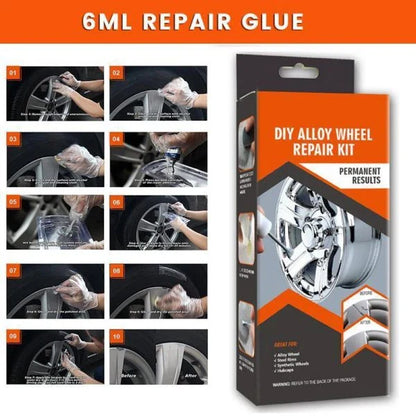 DIY Alloy Wheel Repair Kit for restoring scratches, curb rash, and minor dents on car wheels