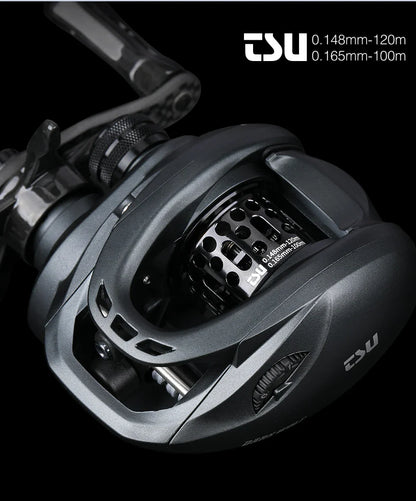 Ultralight baitcasting fishing reel with carbon frame and spool for precision finesse casting