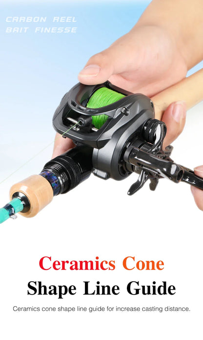 Ultralight baitcasting fishing reel with carbon frame and spool for precision finesse casting