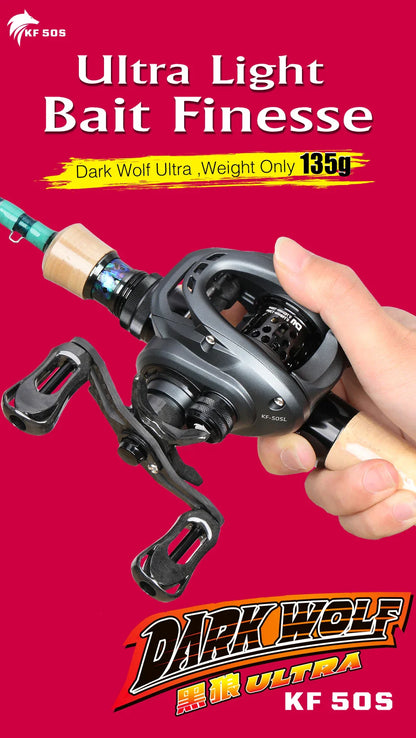Ultralight baitcasting fishing reel with carbon frame and spool for precision finesse casting