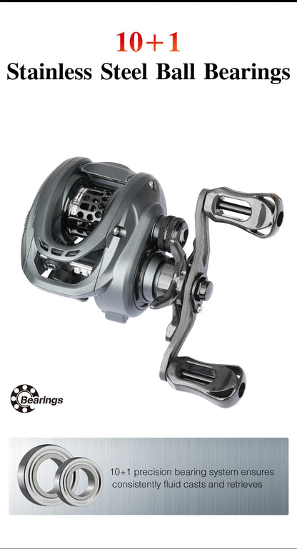 Ultralight baitcasting fishing reel with carbon frame and spool for precision finesse casting