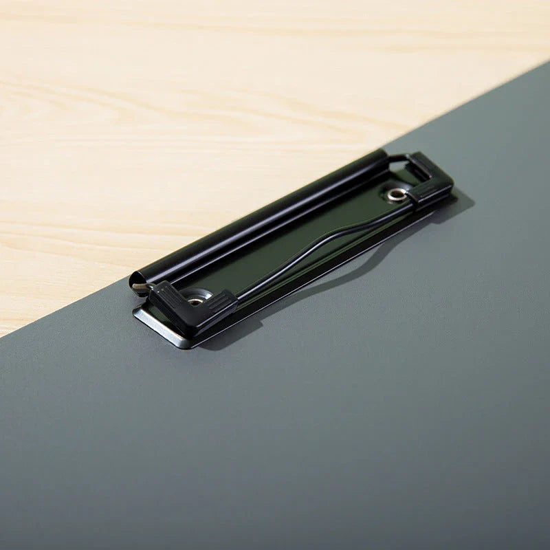 A4 File Folder Desk Organizer with Cover in White - Durable Plastic Construction, Built-in Clipboard, and Convenient Design for Organized Workspace