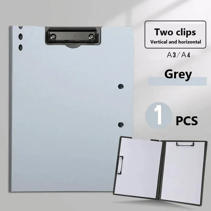 A4 File Folder Desk Organizer with Cover in White - Durable Plastic Construction, Built-in Clipboard, and Convenient Design for Organized Workspace