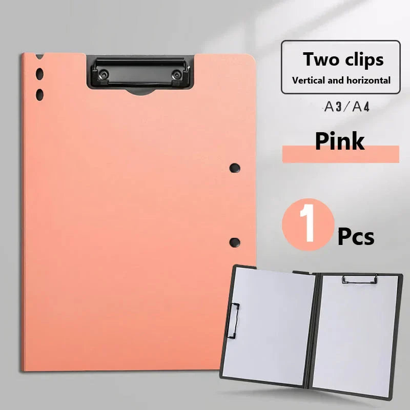 A4 File Folder Desk Organizer with Cover in White - Durable Plastic Construction, Built-in Clipboard, and Convenient Design for Organized Workspace