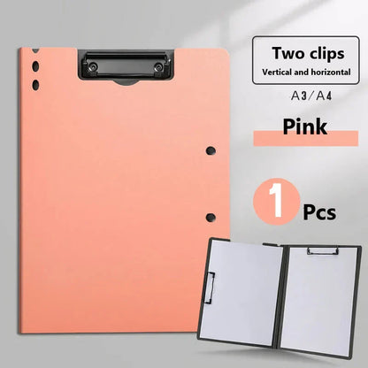 A4 File Folder Desk Organizer with Cover in White - Durable Plastic Construction, Built-in Clipboard, and Convenient Design for Organized Workspace