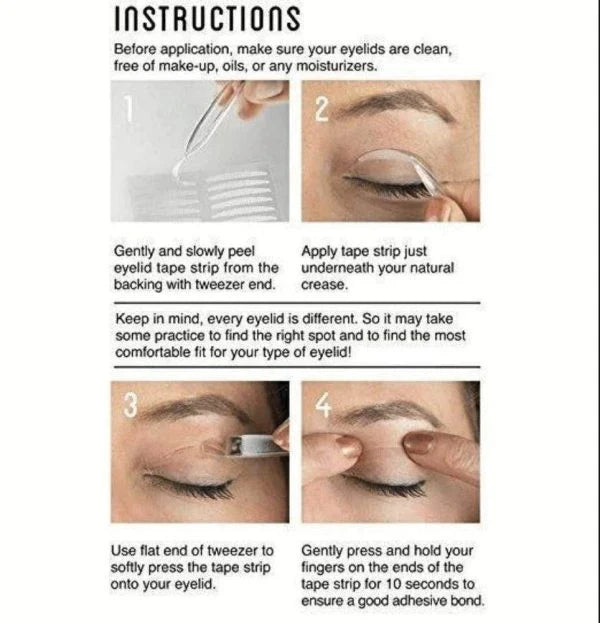 Anti-Aging Eyelid Tape with 120 pairs of transparent, hypoallergenic strips for an instant eye lift