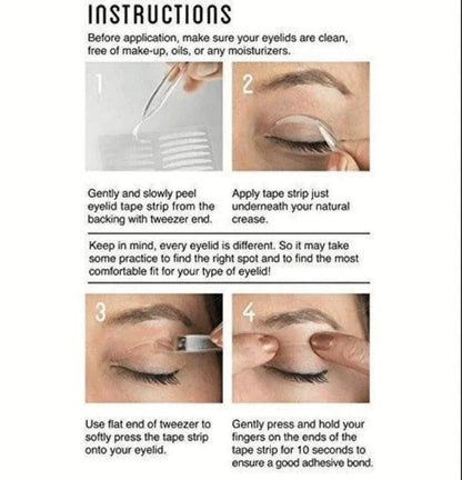 Anti-Aging Eyelid Tape with 120 pairs of transparent, hypoallergenic strips for an instant eye lift