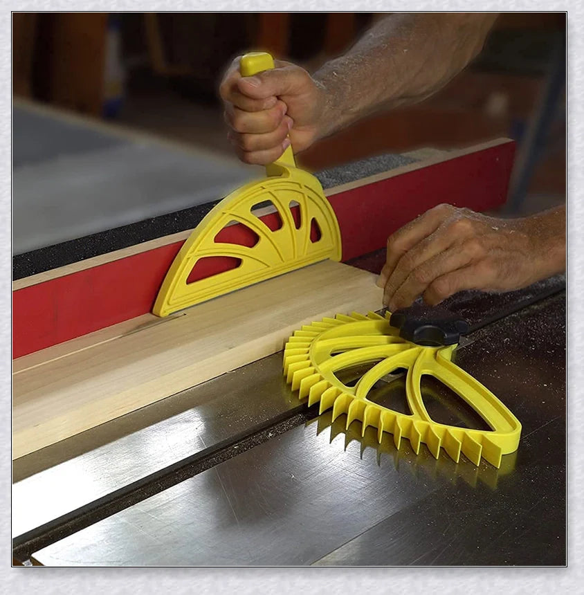 Premium Table Saw Woodwork Tools with offset handle, 3/8-inch wide design, and single-knob featherboard for safe and precise cutting in woodworking