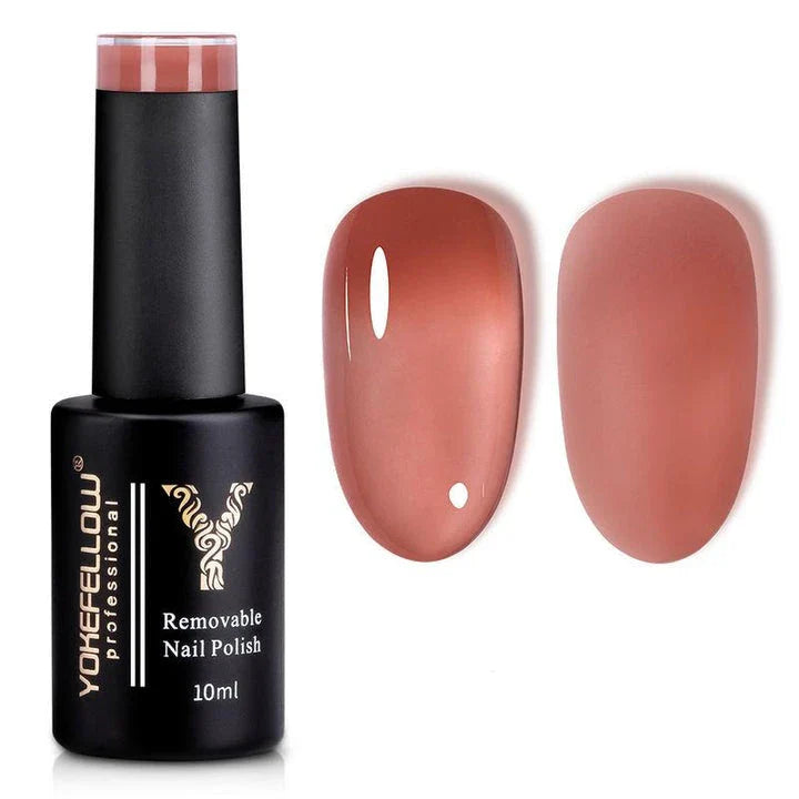 Jelly Gel Nail Polish in a translucent brown color, providing a natural and elegant nail look.