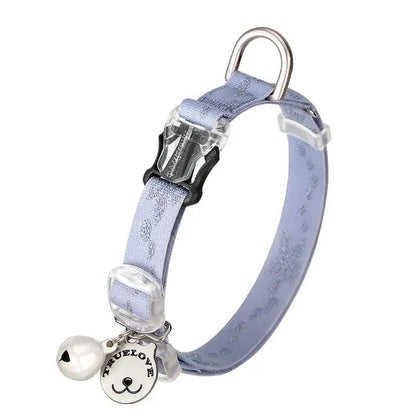 Adjustable Cat and Small Dog Collar in Purple, Soft and Lightweight Nylon Material with Elastic Strap for Easy Control