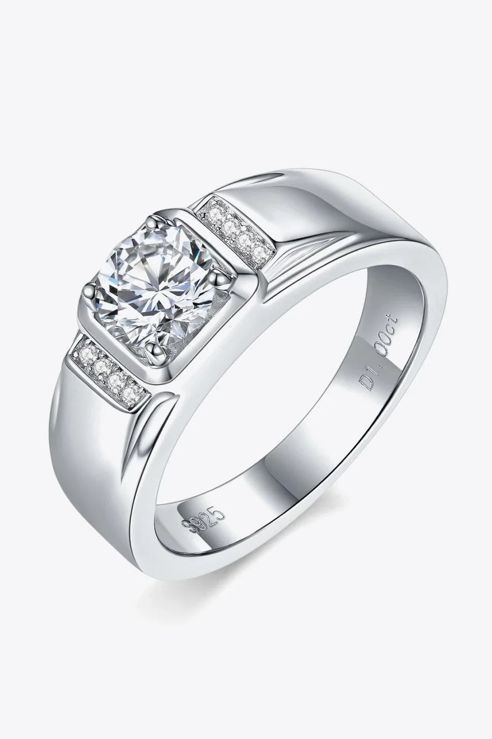 Trendha 1 carat moissanite ring in 925 sterling silver with platinum plating, a minimalist design perfect for engagements or everyday wear.