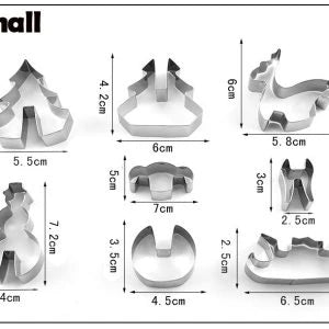 Stainless steel 3D Christmas cookie cutters in various festive shapes, perfect for elevating your holiday baking