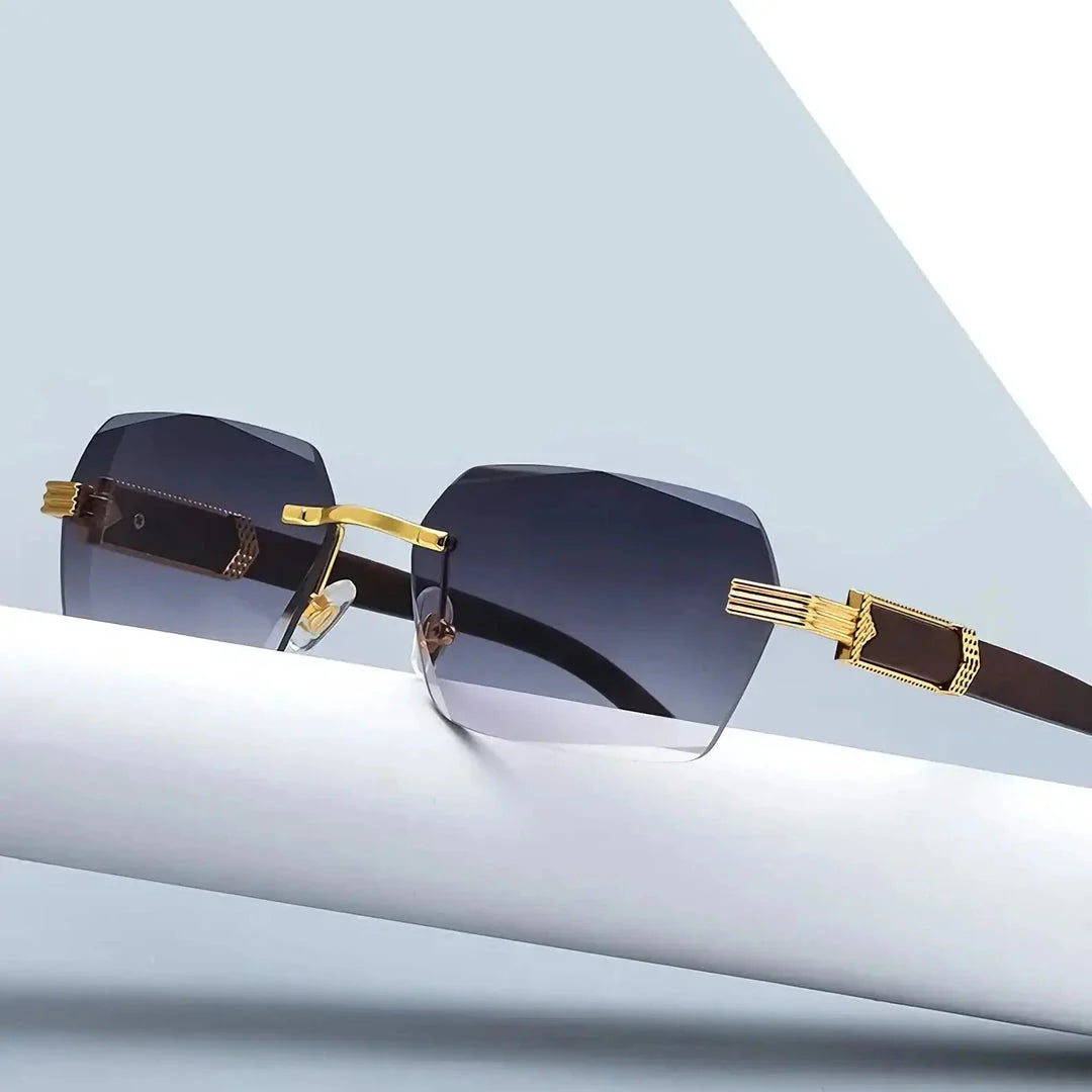 Rectangular frame sunglasses in grey color, featuring alloy construction and UV400 gradient lenses for stylish eye protection.